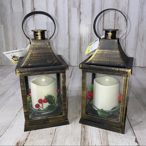 Vintage Rustic LED Christmas Lantern Set of 2 - Picture 1 of 9